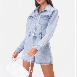 Adika Denim Long-sleeve light wash Romper